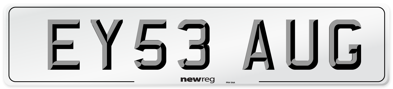 EY53 AUG Number Plate from New Reg